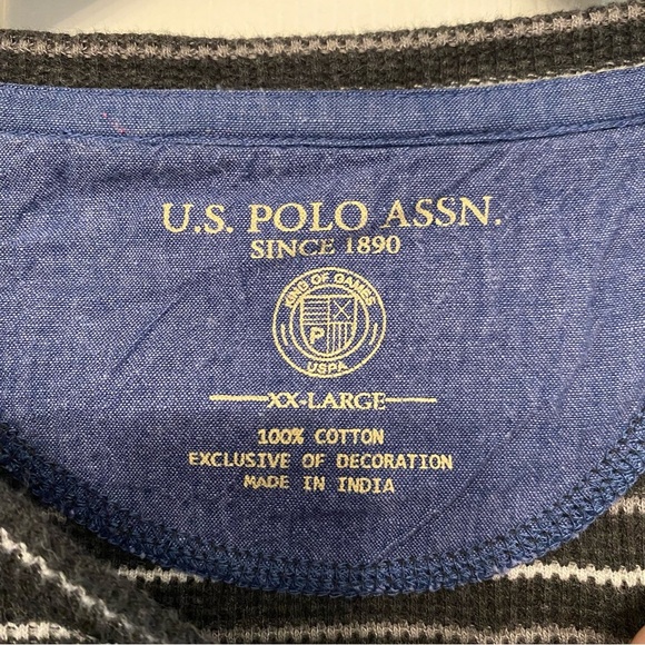 U.S. Polo Assn. Men's Black and Gray Striped Long Sleeve Tee - Picture 2 of 11